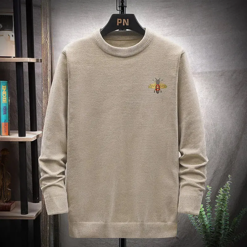 Sweater Men's Round Neck Casual Loose Knit Sweater Top Winter