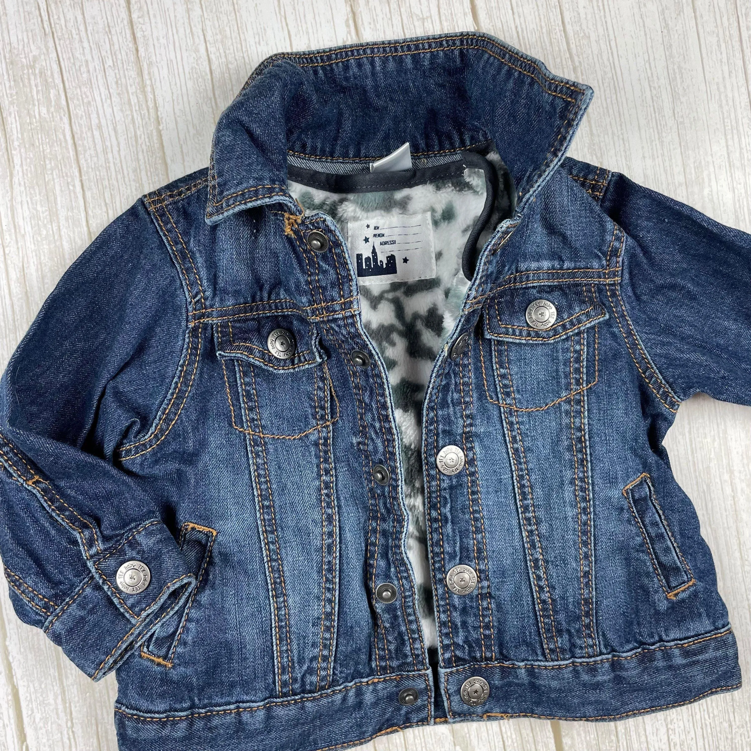 Tex Baby Classic Denim Jacket with Removable Polar Fleece Vest Lining- Size 9M