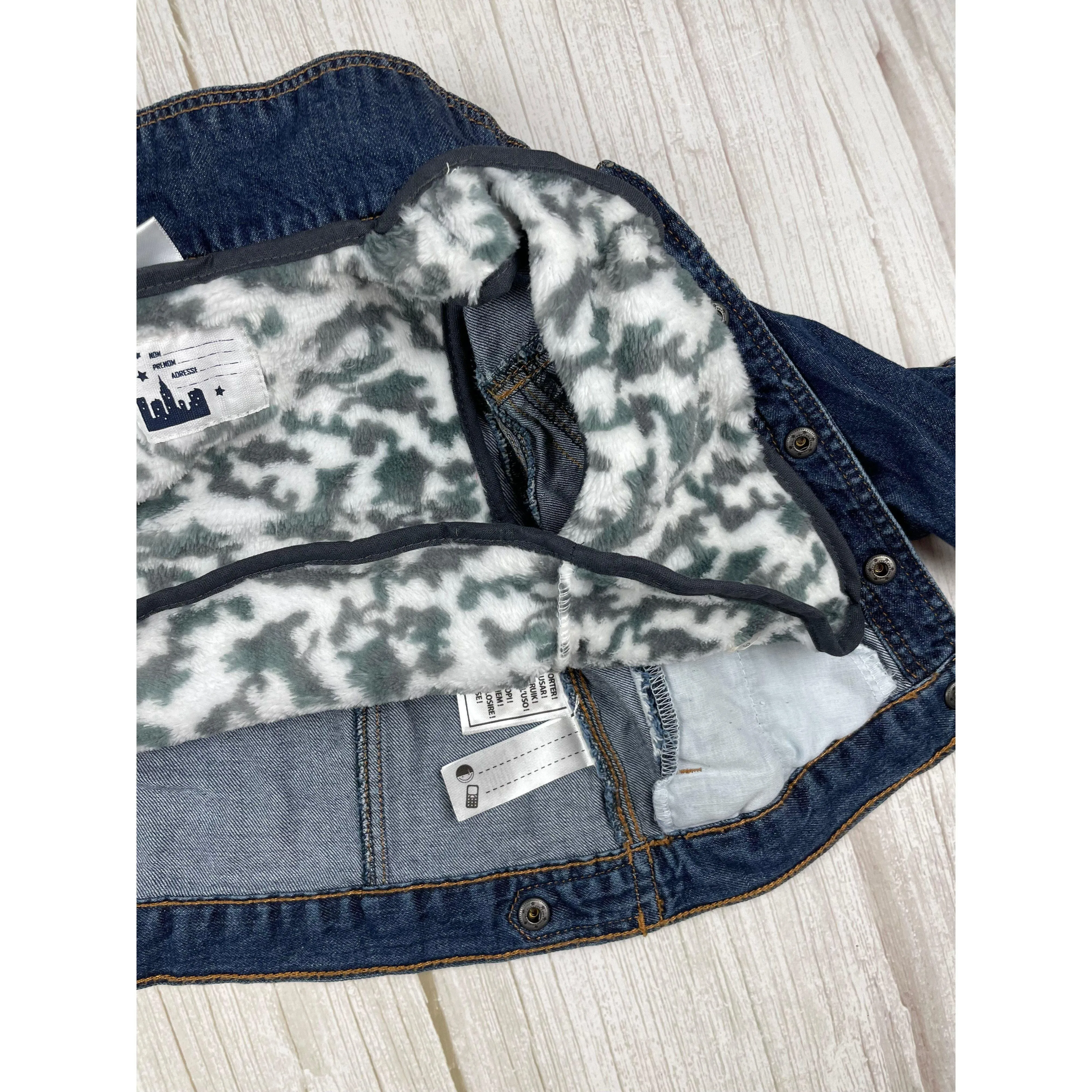 Tex Baby Classic Denim Jacket with Removable Polar Fleece Vest Lining- Size 9M
