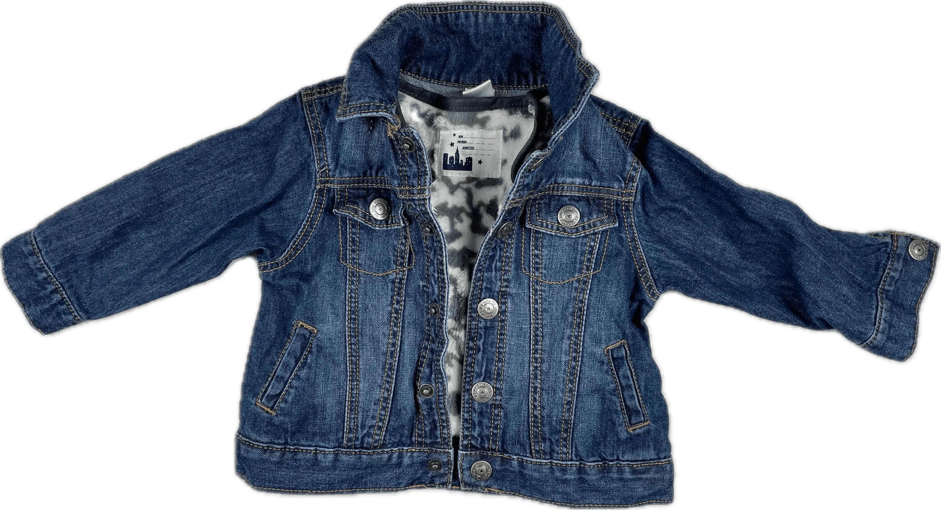 Tex Baby Classic Denim Jacket with Removable Polar Fleece Vest Lining- Size 9M