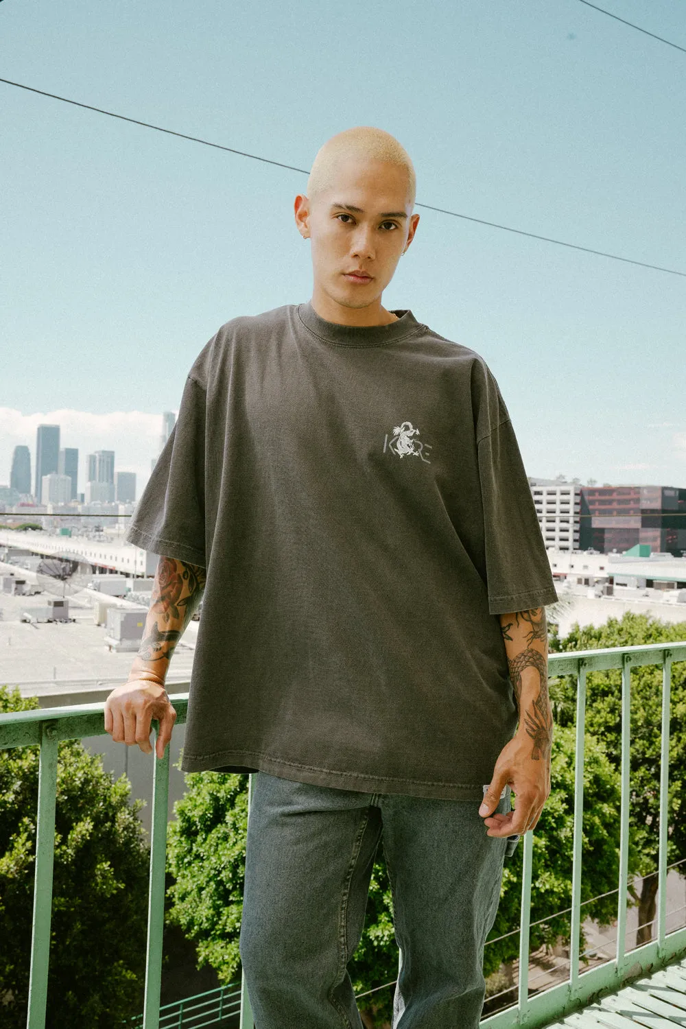 TRIGRAM K DRAGON DROP SHOULDER TEE (SHADOW)