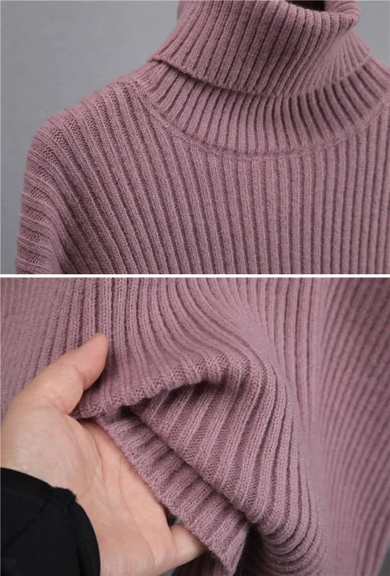 Turtleneck sweater skirt two-piece set