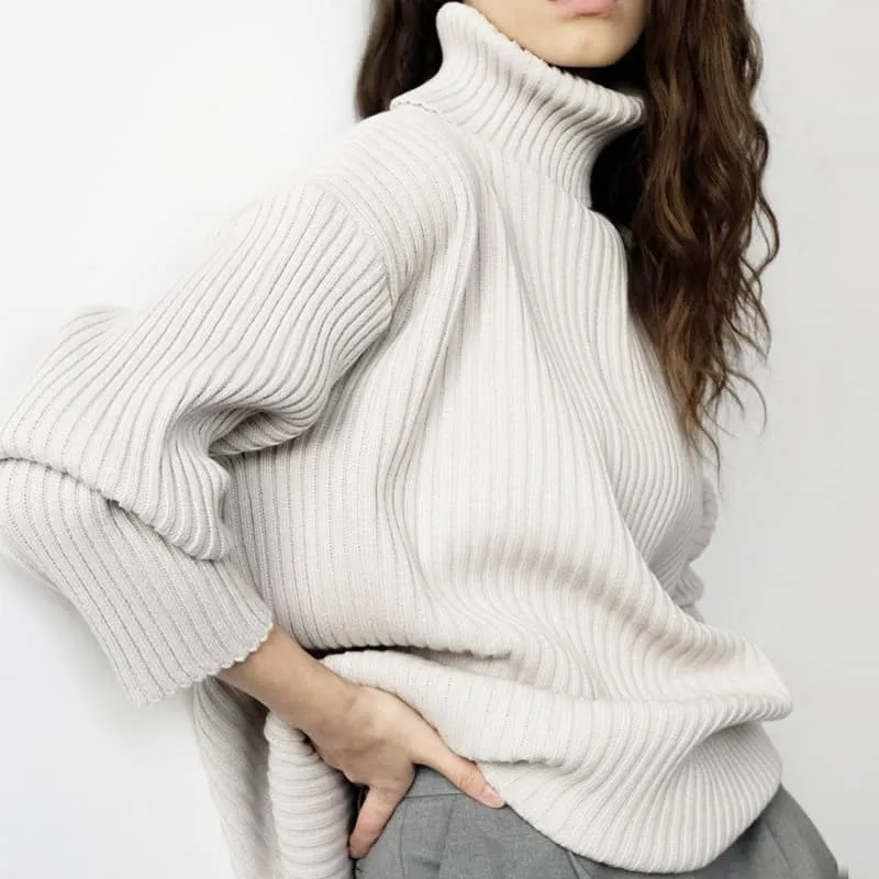 Turtleneck sweater skirt two-piece set