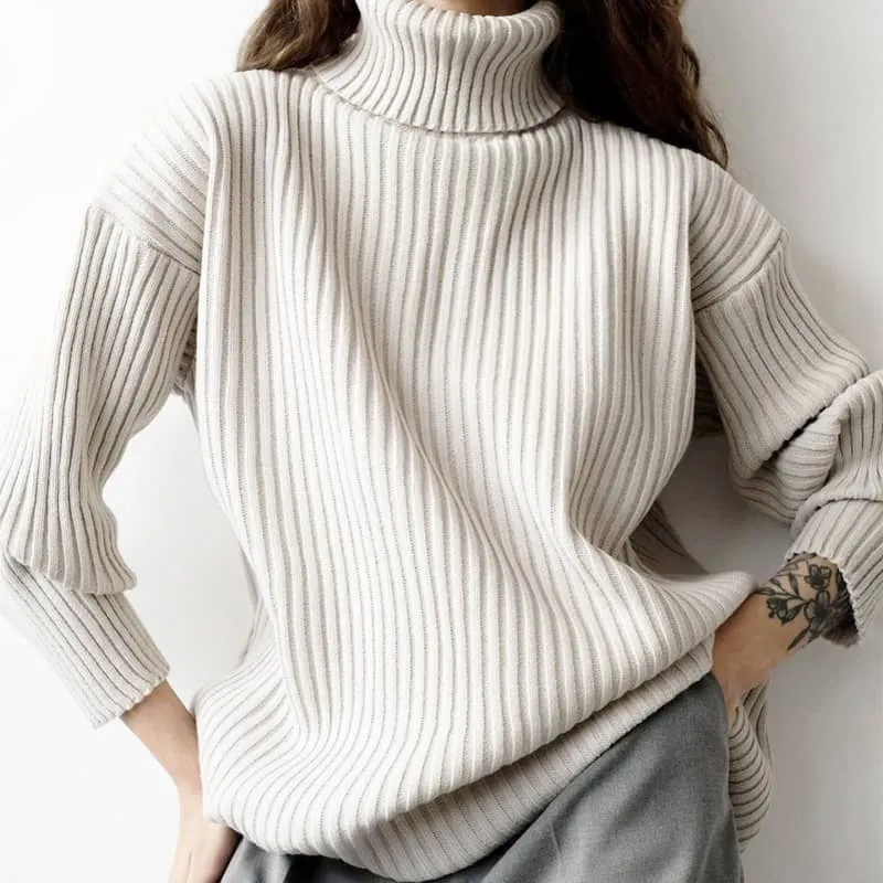 Turtleneck sweater skirt two-piece set