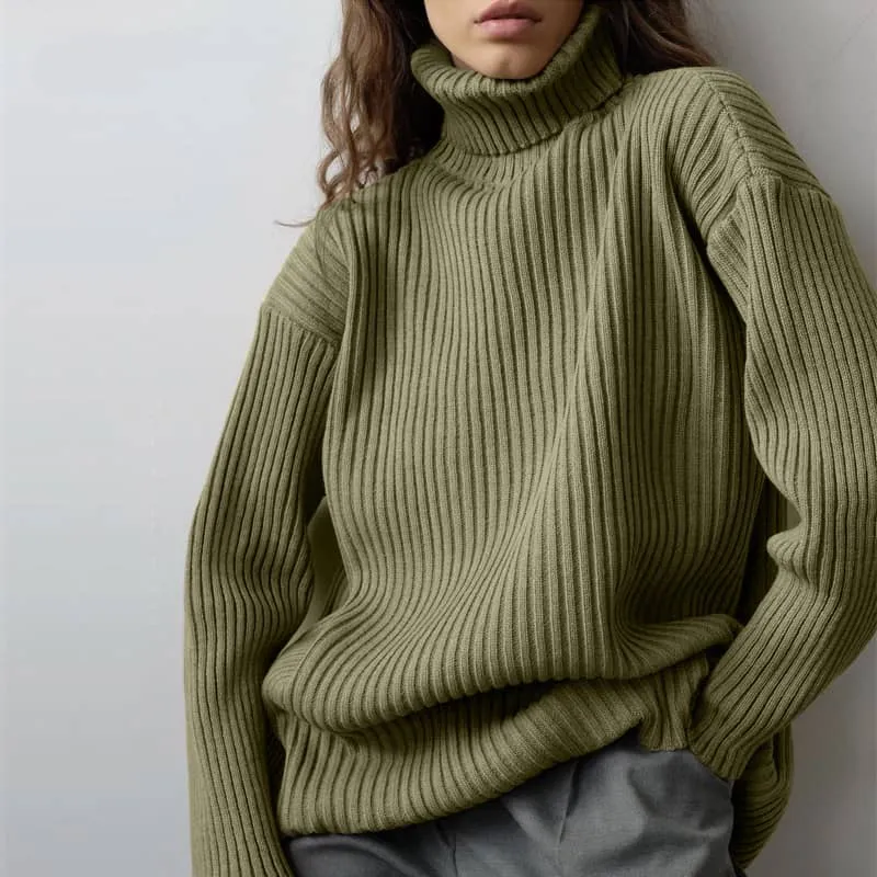 Turtleneck sweater skirt two-piece set