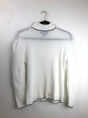 Turtleneck Sweater with Trim - White (Deadstock)