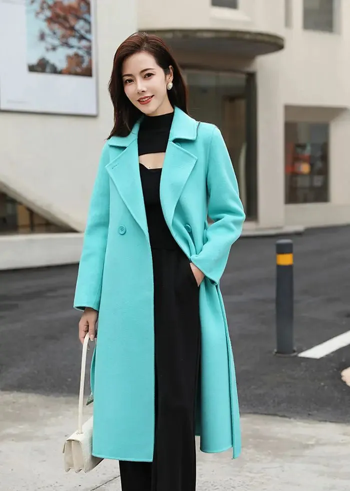 Two Button Notched Collar Double Face Wool Coat
