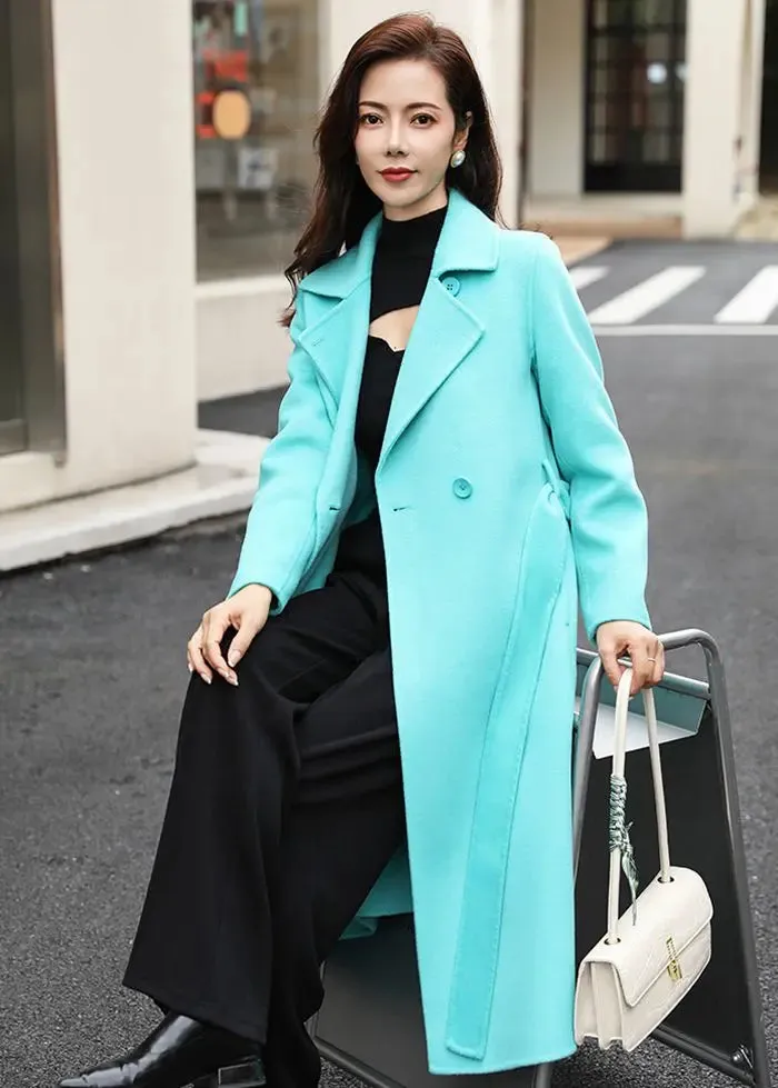 Two Button Notched Collar Double Face Wool Coat