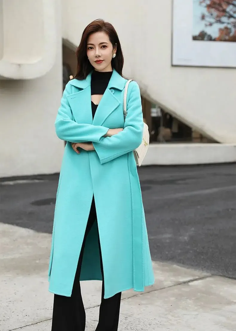 Two Button Notched Collar Double Face Wool Coat