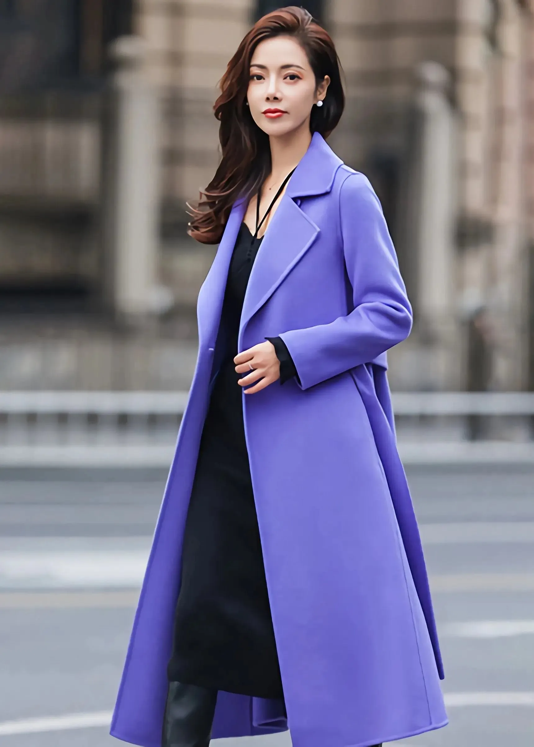 Two Button Notched Collar Double Face Wool Coat
