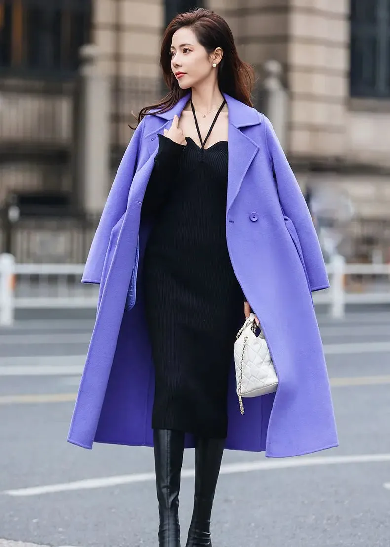 Two Button Notched Collar Double Face Wool Coat