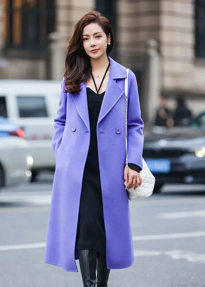 Two Button Notched Collar Double Face Wool Coat