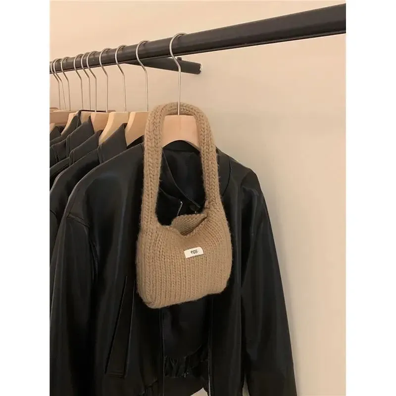 UAKISS  -     Autumn Winter Korean Knitted Fashion Top-handle Bag Causal Korean Style Bags for Women Purses and Handbags