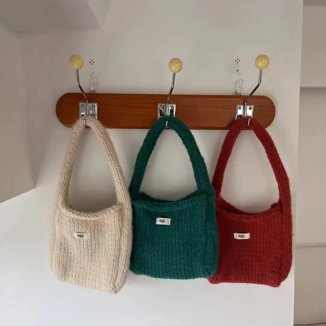 UAKISS  -     Autumn Winter Korean Knitted Fashion Top-handle Bag Causal Korean Style Bags for Women Purses and Handbags