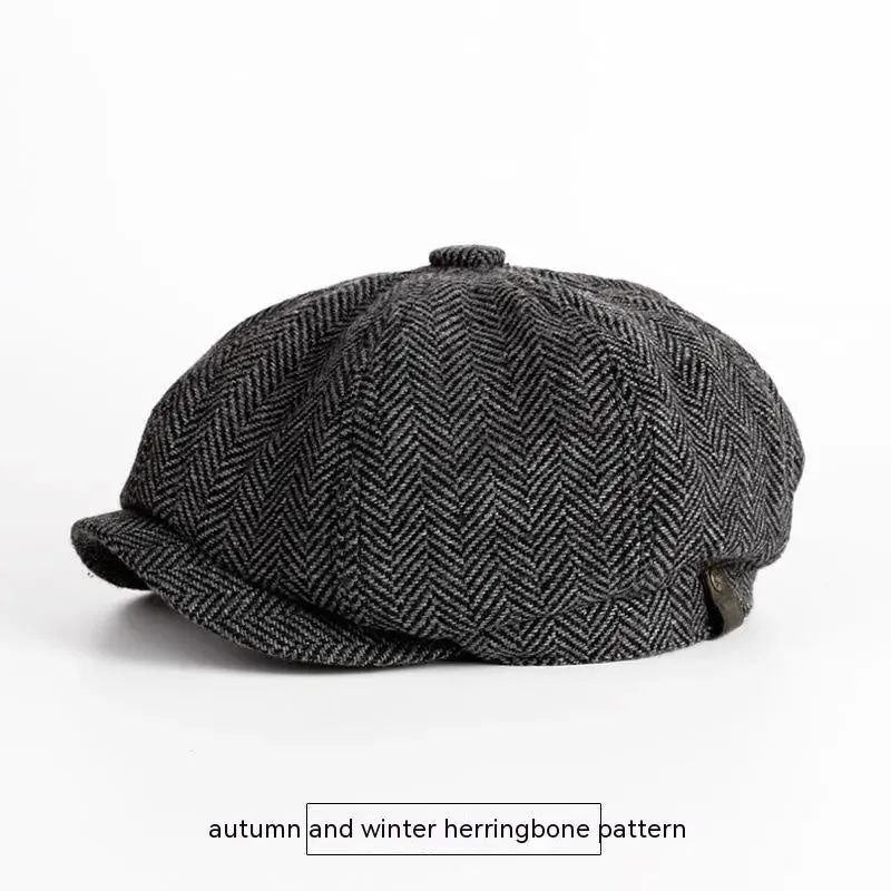 Vintage Spring And Autumn Leisure Wool British Octagonal Hat