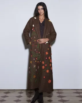 WINTER BLOOM BOUCLE BROWN COAT