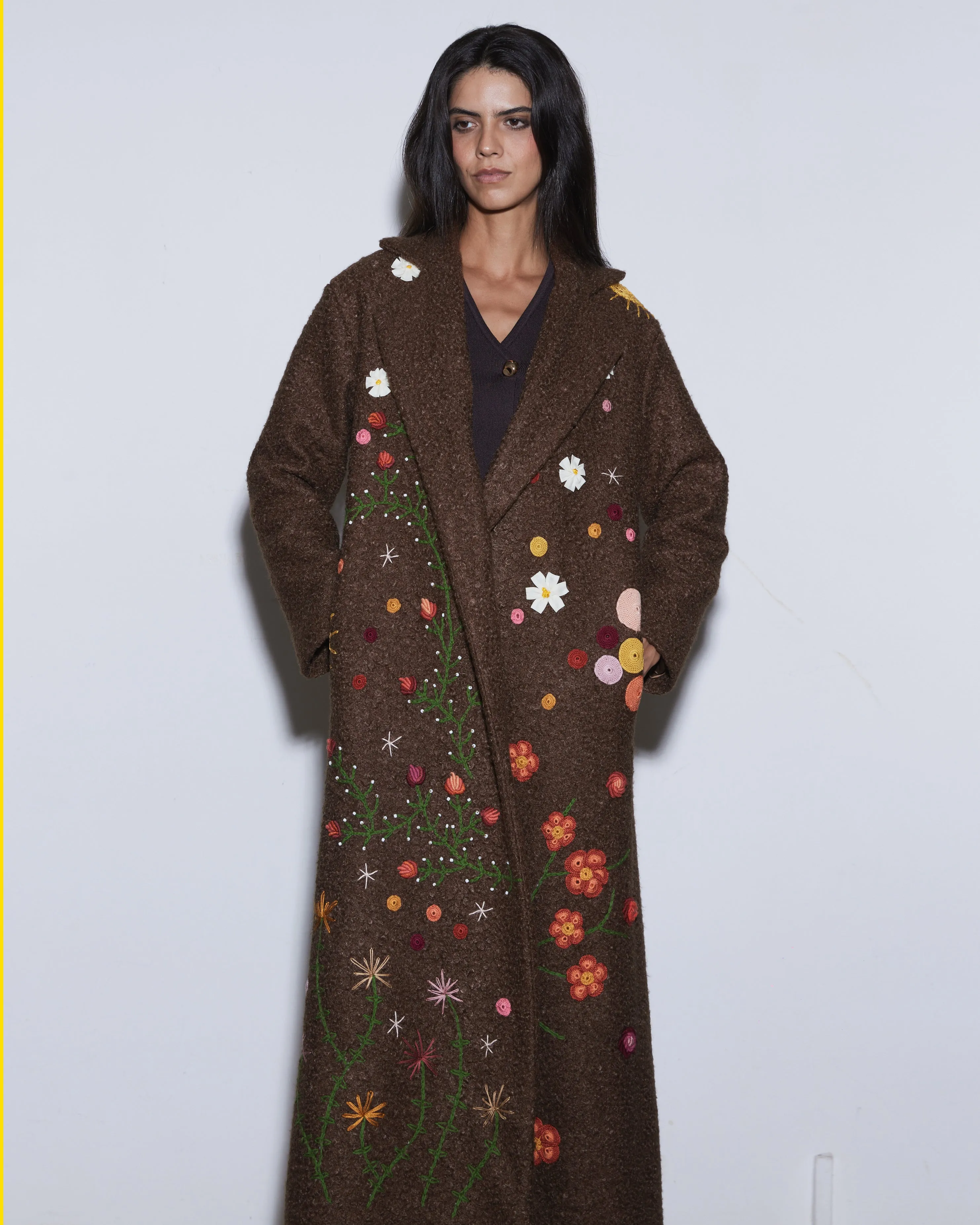 WINTER BLOOM BOUCLE BROWN COAT