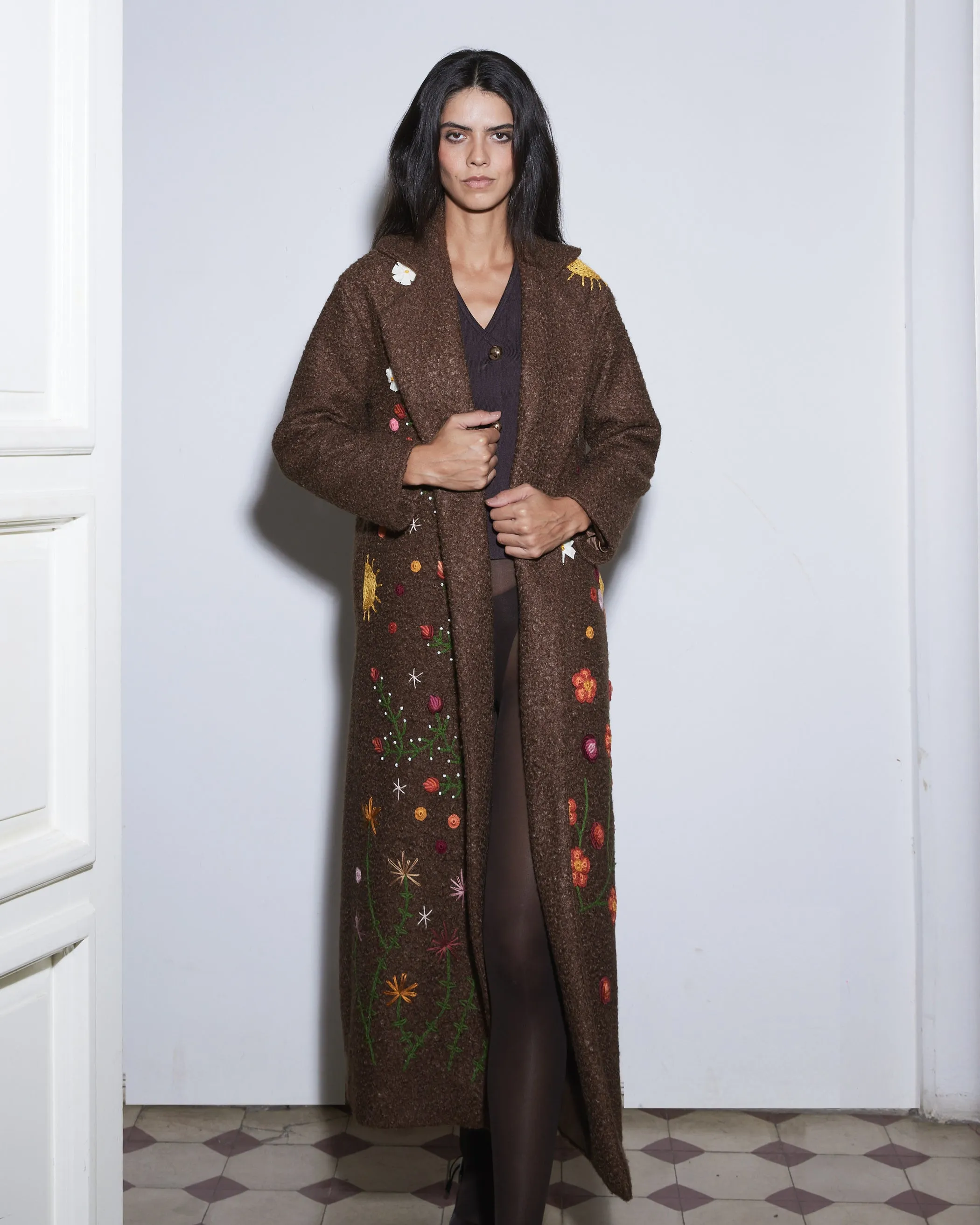 WINTER BLOOM BOUCLE BROWN COAT