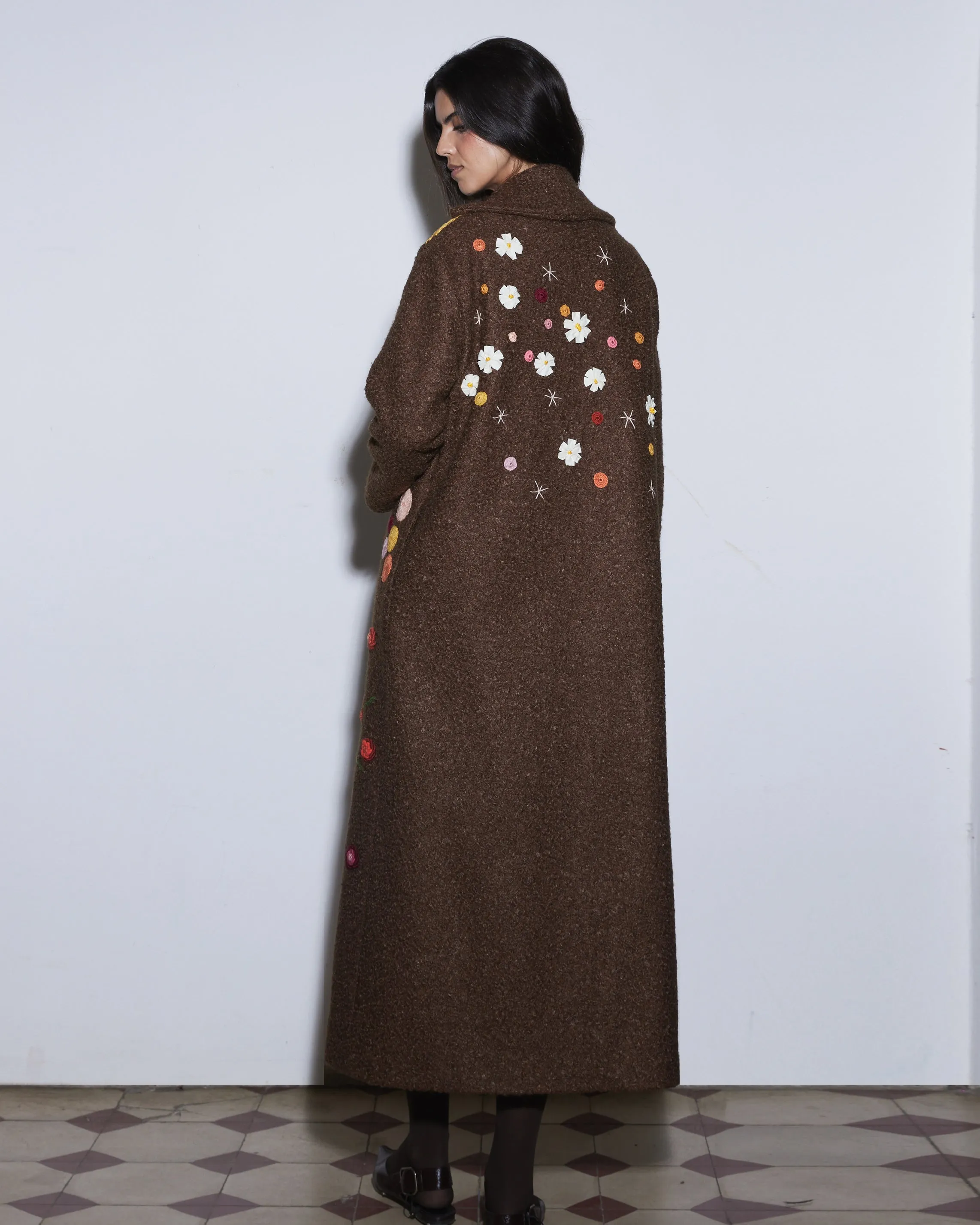 WINTER BLOOM BOUCLE BROWN COAT